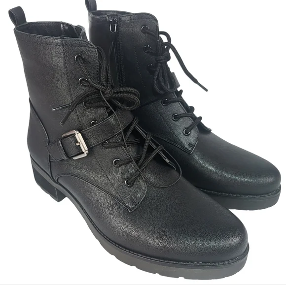 SOUL Naturalizer Quaid Combat Lace-up Boots Black 9 - Picture 4 of 4